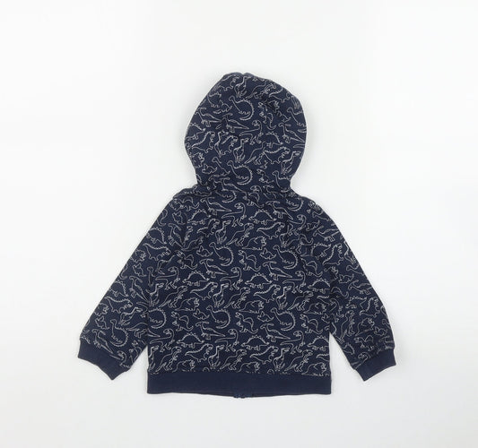 INEXTENSO Boys Blue Geometric Cotton Full Zip Hoodie Size 2 Years  Zip
