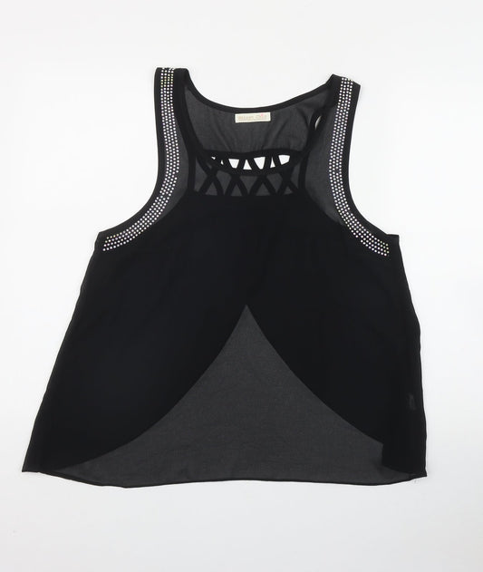 Maison Chic Womens Black  Polyester Basic Tank Size S Scoop Neck