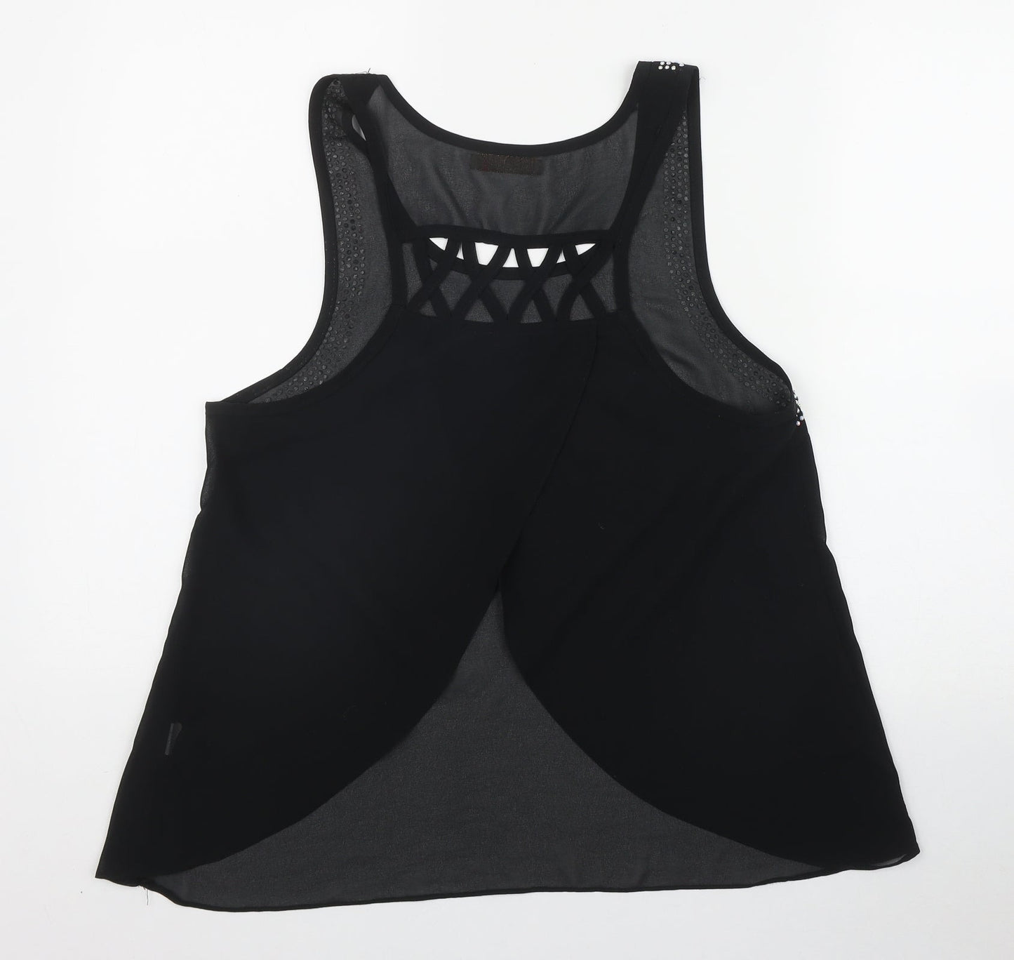 Maison Chic Womens Black  Polyester Basic Tank Size S Scoop Neck