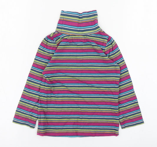 Indigo Girls Multicoloured Striped Cotton Pullover T-Shirt Size 2-3 Years Roll Neck