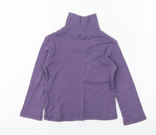 United Colors of Benetton Girls Purple  Cotton Basic T-Shirt Size 2 Years High Neck Pullover