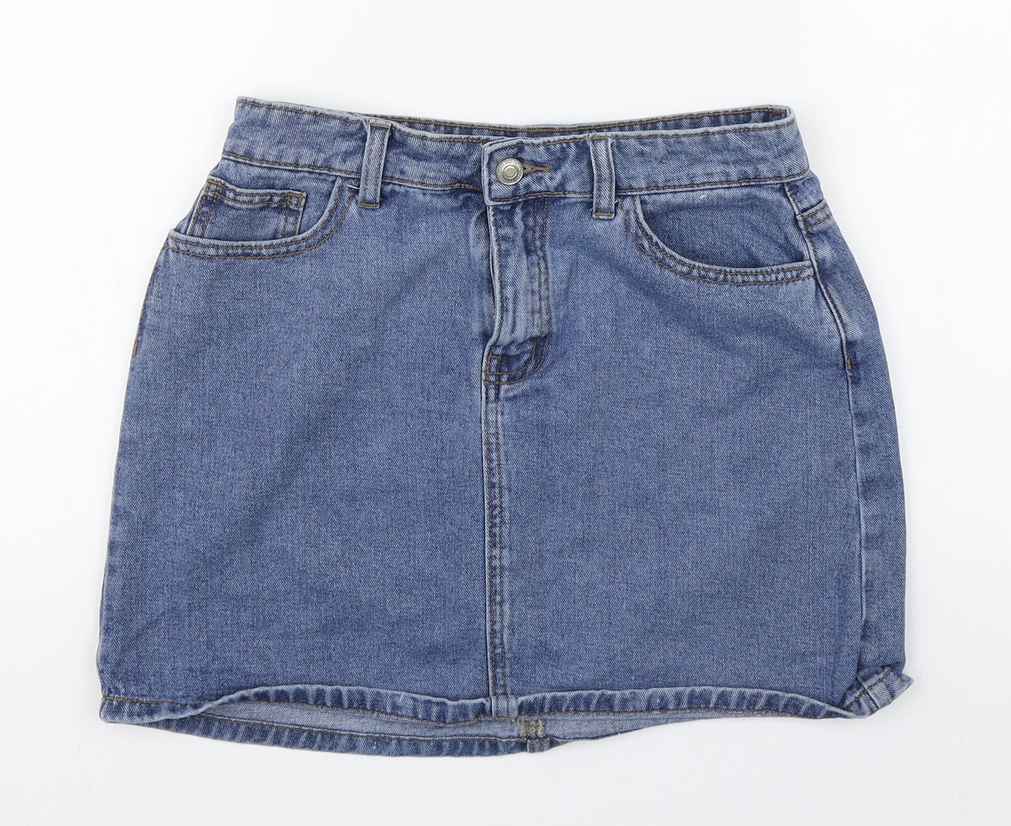 Denim co. Womens Blue  Cotton A-Line Skirt Size 12   Zip