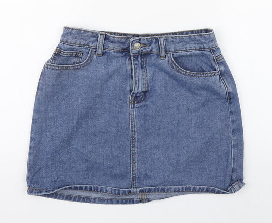 Denim co. Womens Blue  Cotton A-Line Skirt Size 12   Zip