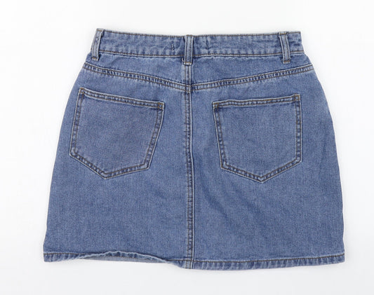 Denim co. Womens Blue  Cotton A-Line Skirt Size 12   Zip