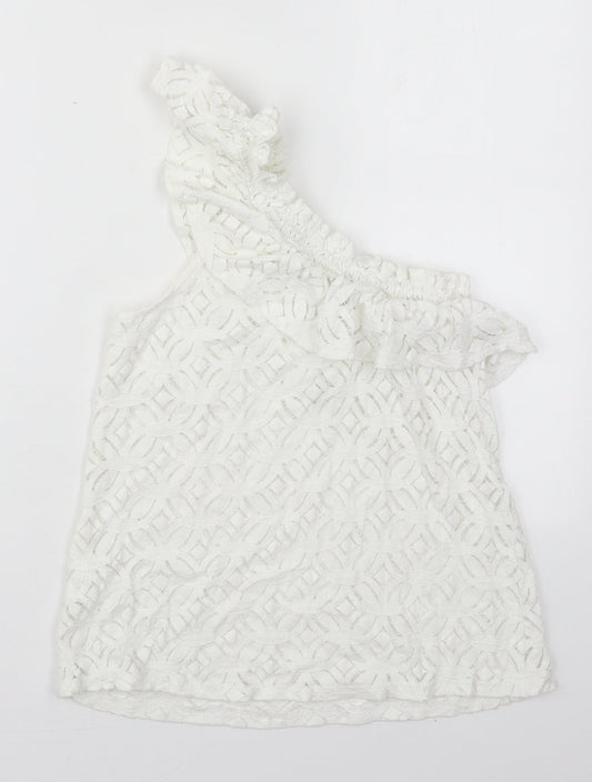 H&M Womens White  Cotton Basic Tank Size XS One Shoulder