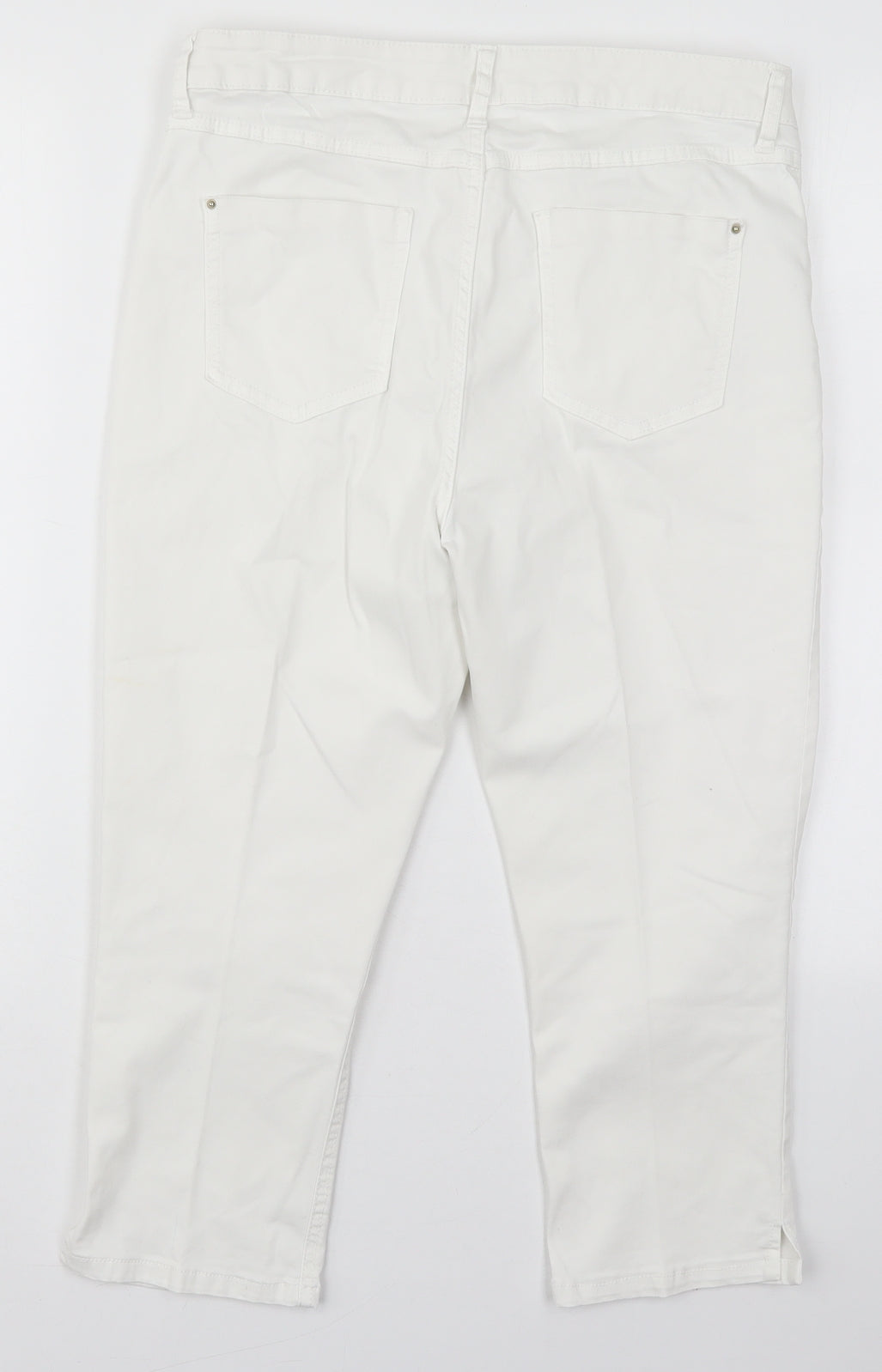 Marks and Spencer Womens White  Cotton Cropped Jeans Size 30 in L20 in Regular Button
