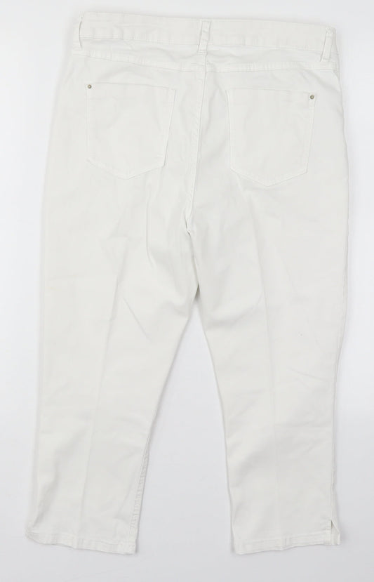 Marks and Spencer Womens White  Cotton Cropped Jeans Size 30 in L20 in Regular Button