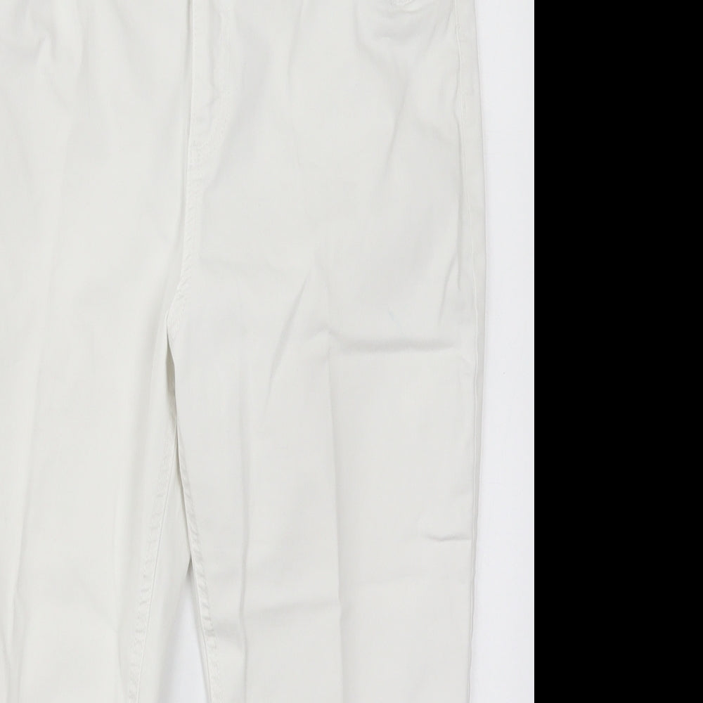 Marks and Spencer Womens White  Cotton Cropped Jeans Size 30 in L20 in Regular Button