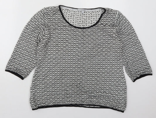 Per Una Womens Black Round Neck Geometric Acrylic Pullover Jumper Size 14