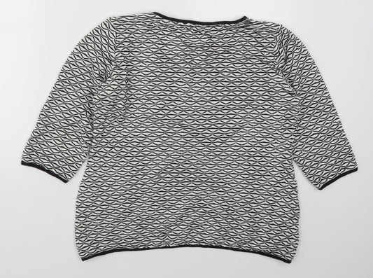 Per Una Womens Black Round Neck Geometric Acrylic Pullover Jumper Size 14