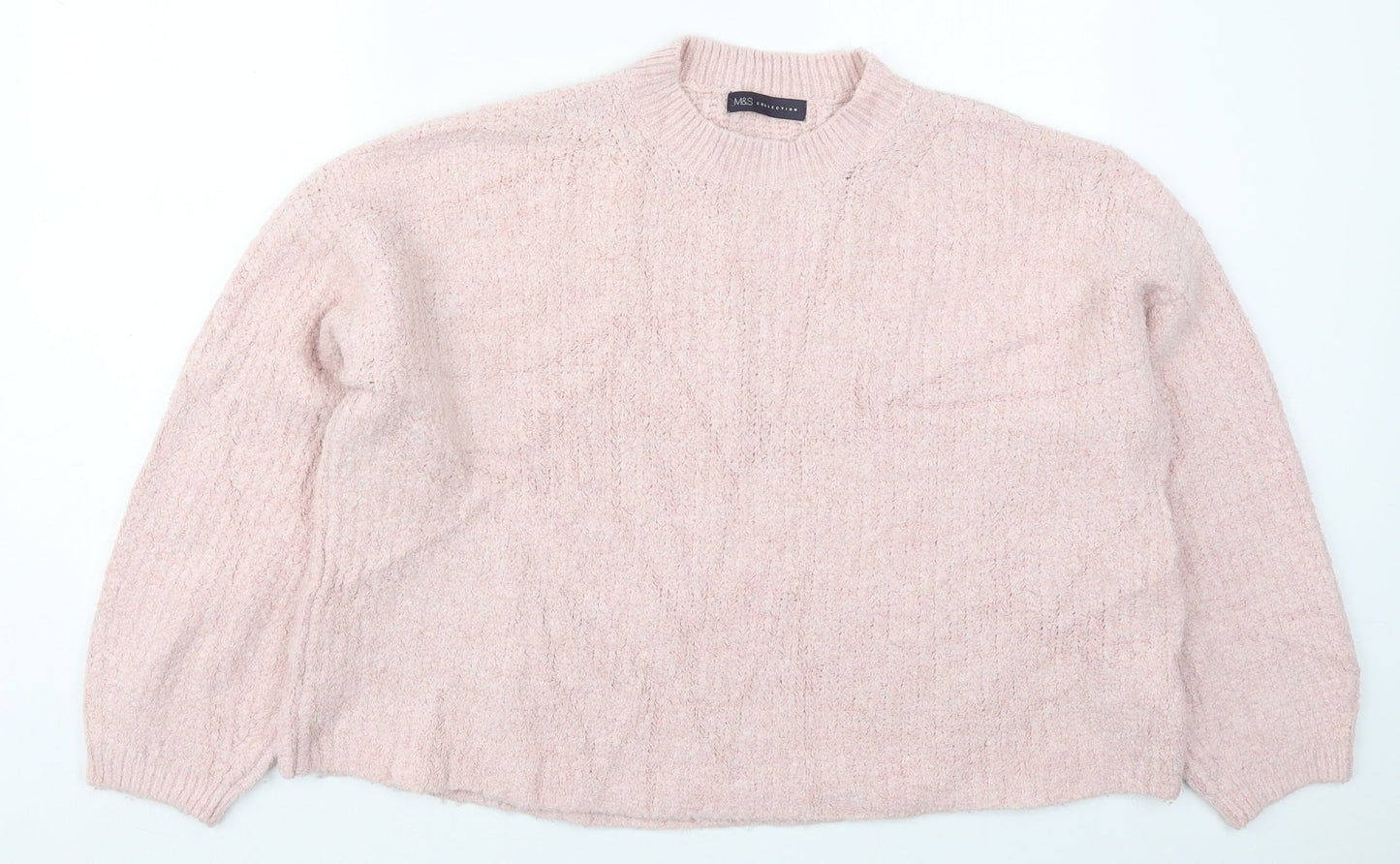 Marks and Spencer Womens Pink Crew Neck  Acrylic Pullover Jumper Size L