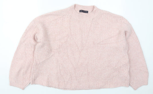 Marks and Spencer Womens Pink Crew Neck  Acrylic Pullover Jumper Size L