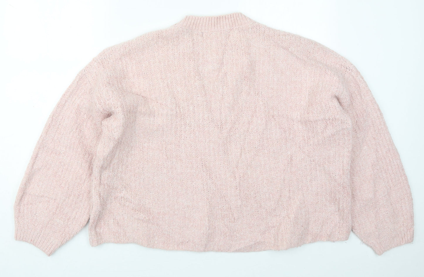 Marks and Spencer Womens Pink Crew Neck  Acrylic Pullover Jumper Size L