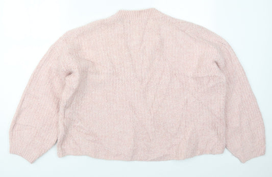 Marks and Spencer Womens Pink Crew Neck  Acrylic Pullover Jumper Size L