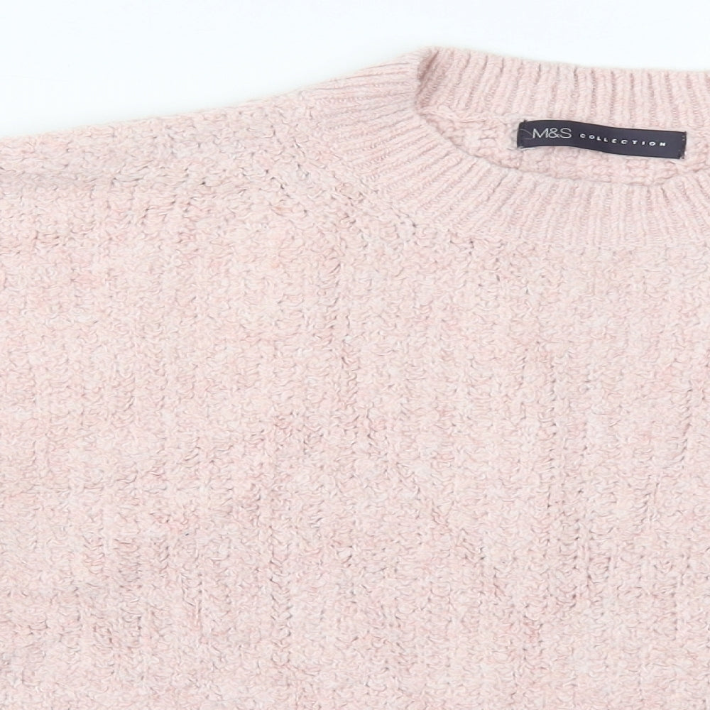 Marks and Spencer Womens Pink Crew Neck  Acrylic Pullover Jumper Size L
