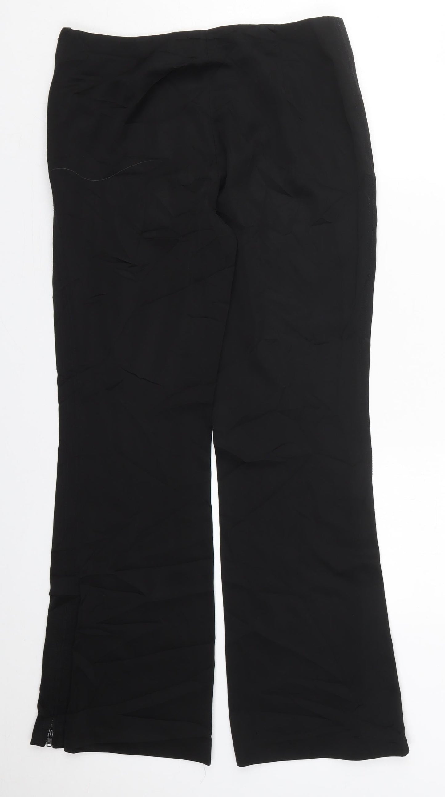 NEXT Womens Black  Acetate Trousers  Size 10 L29 in Regular Zip