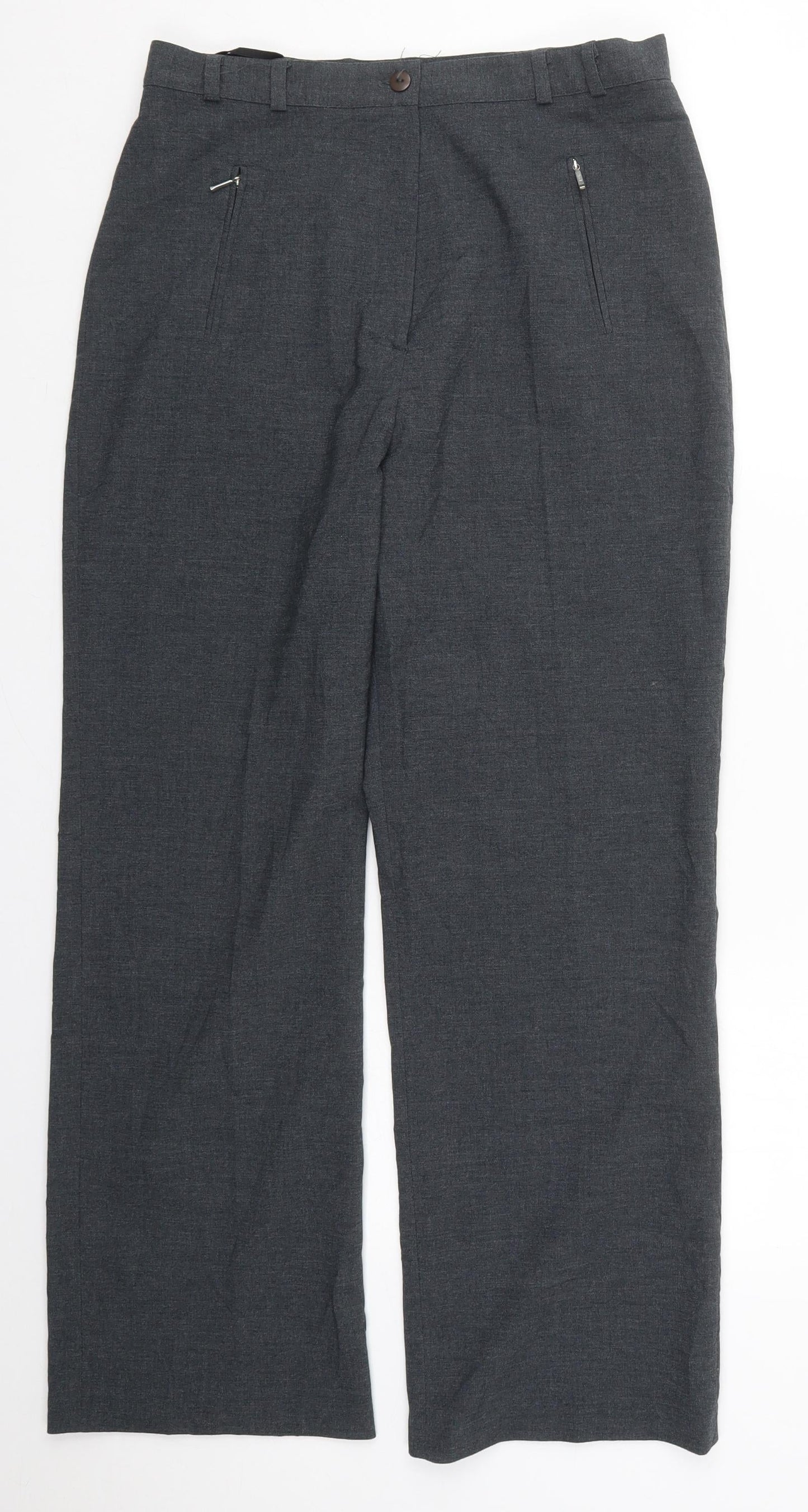 Bonmarché Womens Grey  Polyester Trousers  Size 14 L27 in Regular Button