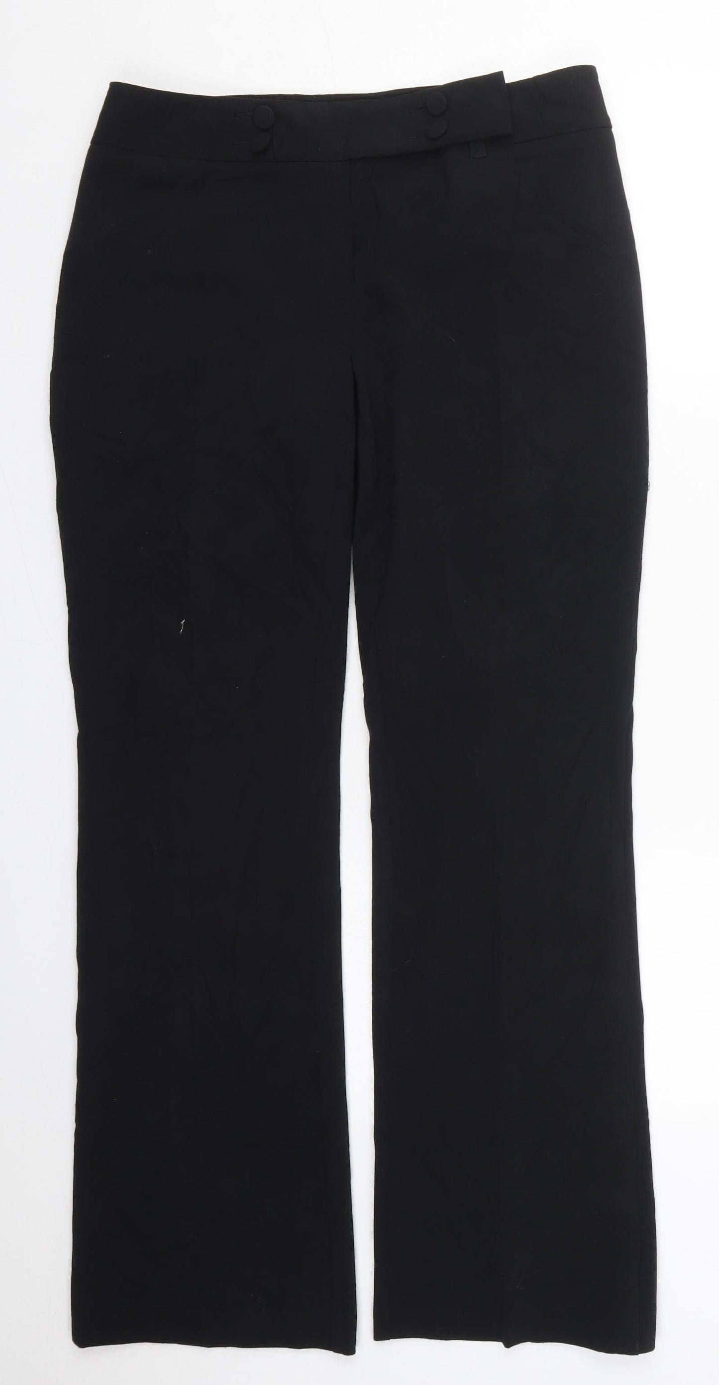 Marks and Spencer Womens Black  Polyester Trousers  Size 10 L30 in Regular Button