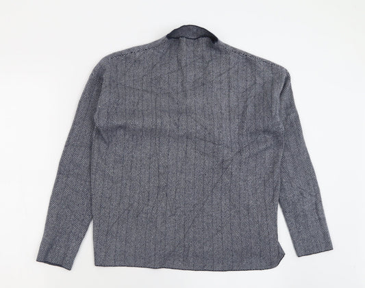 Max Studio Womens Blue High Neck Geometric Viscose Pullover Jumper Size M