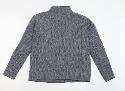 Max Studio Womens Blue High Neck Geometric Viscose Pullover Jumper Size M