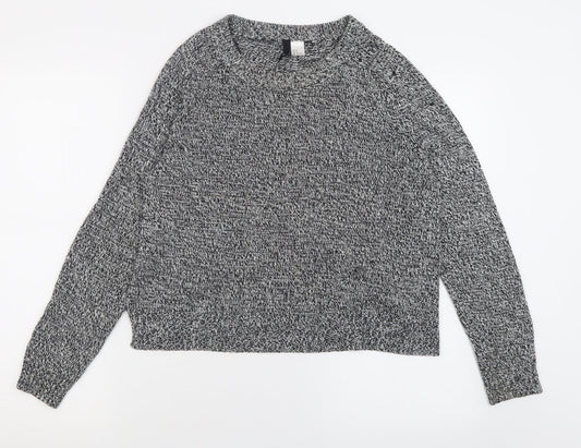 H&M Womens Grey Crew Neck  Acrylic Pullover Jumper Size M