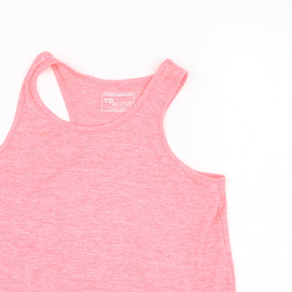 Primark Girls Pink  Polyester Basic Tank Size 11-12 Years Round Neck Pullover
