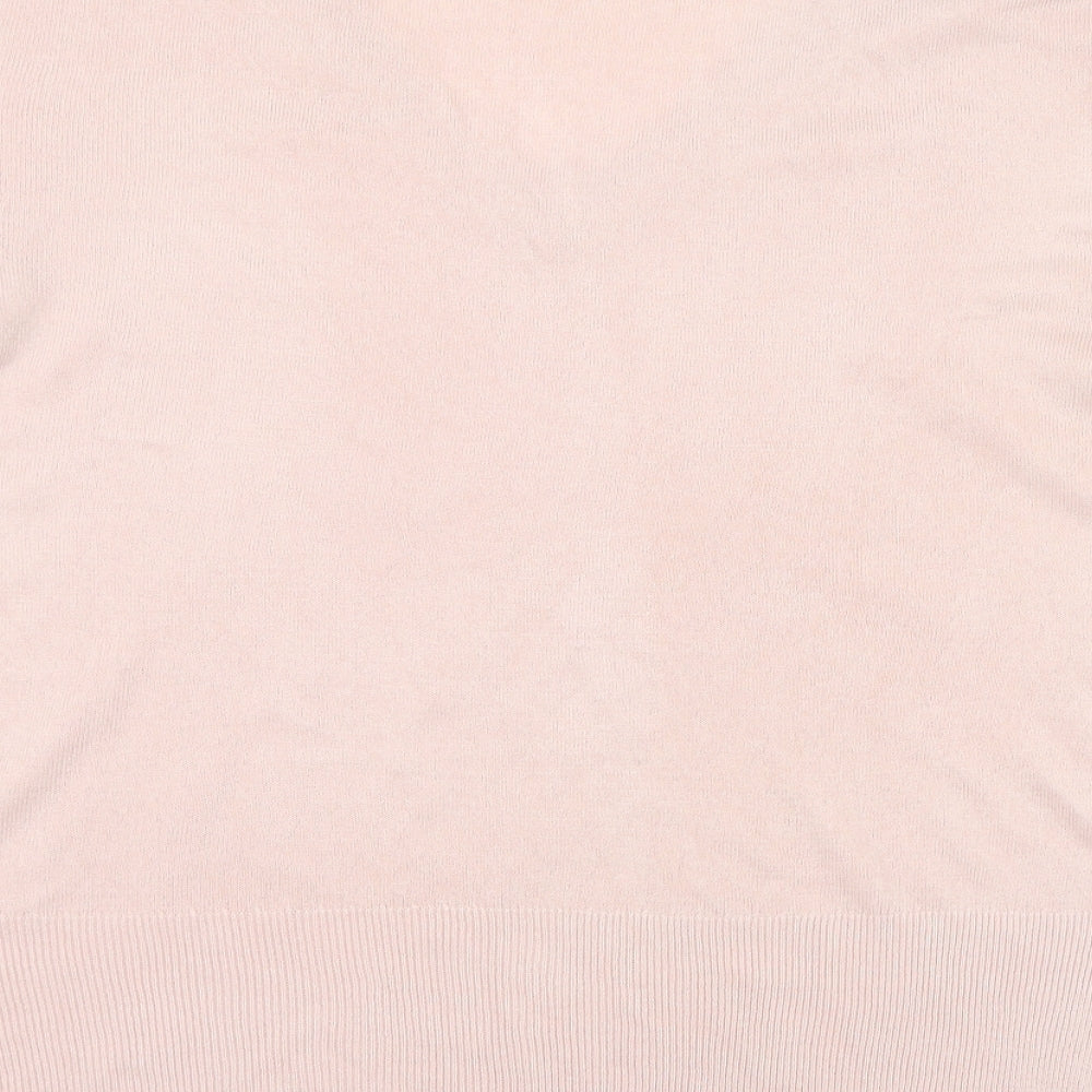 Dorothy Perkins Womens Pink V-Neck  Acrylic Pullover Jumper Size 14