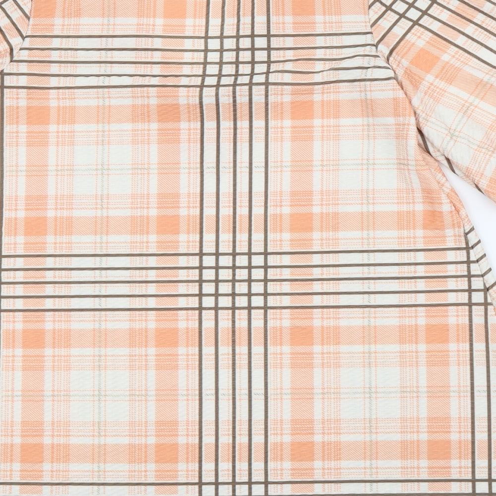 ASOS Womens Orange Plaid Polyester Shift  Size 2  V-Neck