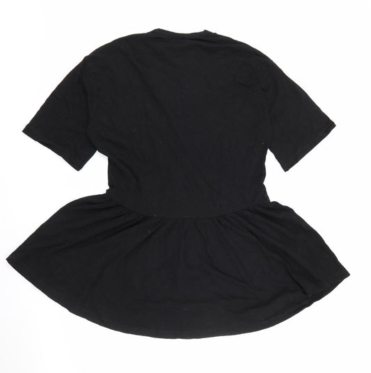ASOS Womens Black  Cotton Fit & Flare  Size 2  Crew Neck