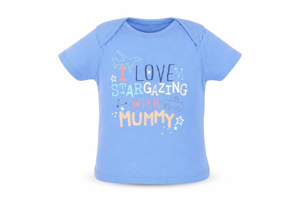 F&F Baby Blue  Cotton Pullover T-Shirt Size 9-12 Months Boat Neck Snap