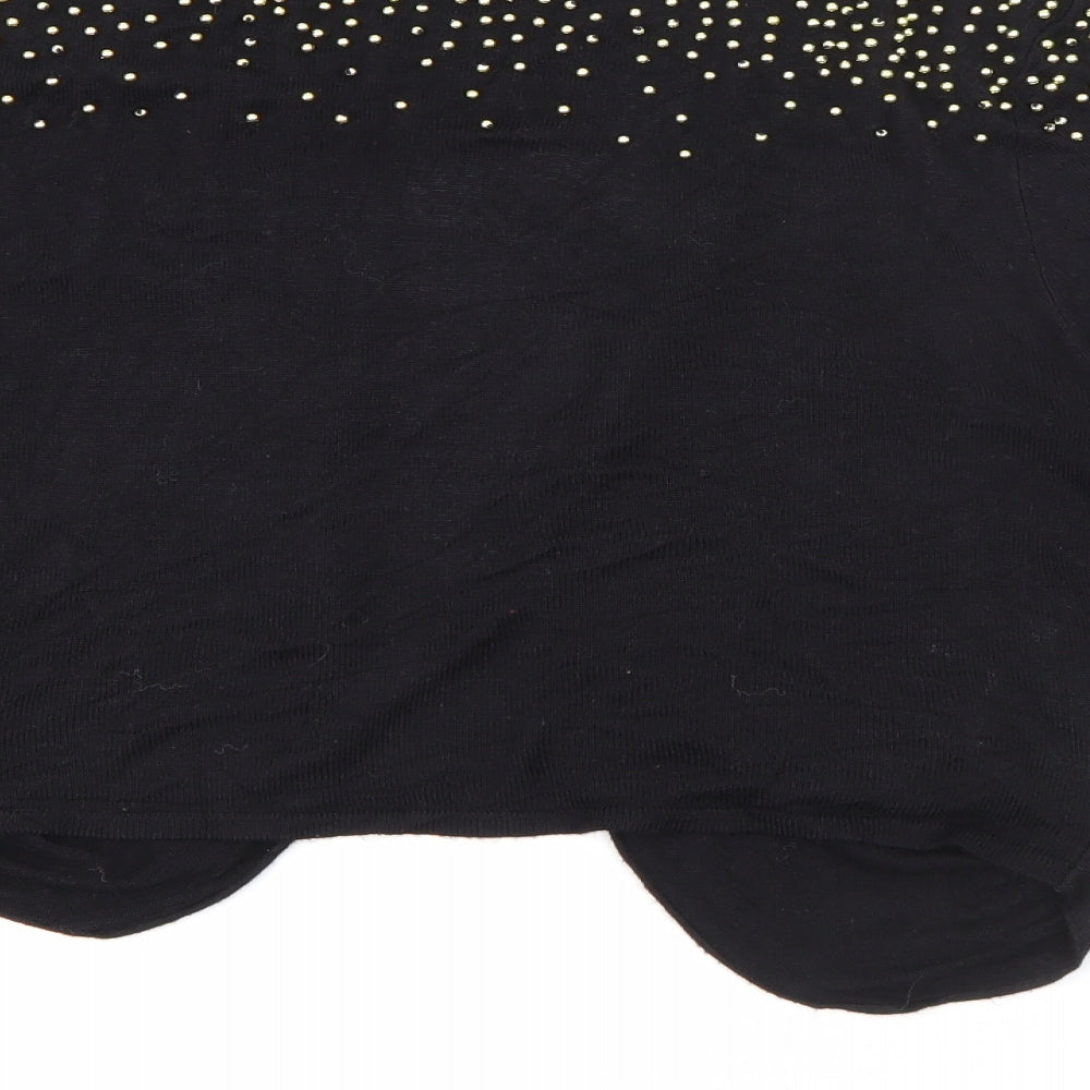 H&M Womens Black V-Neck  Viscose Cardigan Jumper Size 12