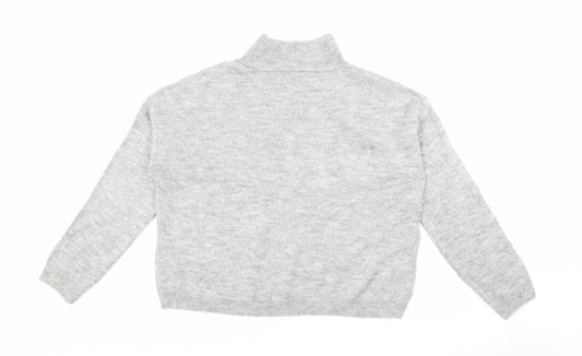 New Look Womens Grey High Neck  Acrylic Pullover Jumper Size M