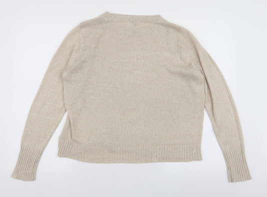 H&M Womens Beige Round Neck  Acrylic Pullover Jumper Size L