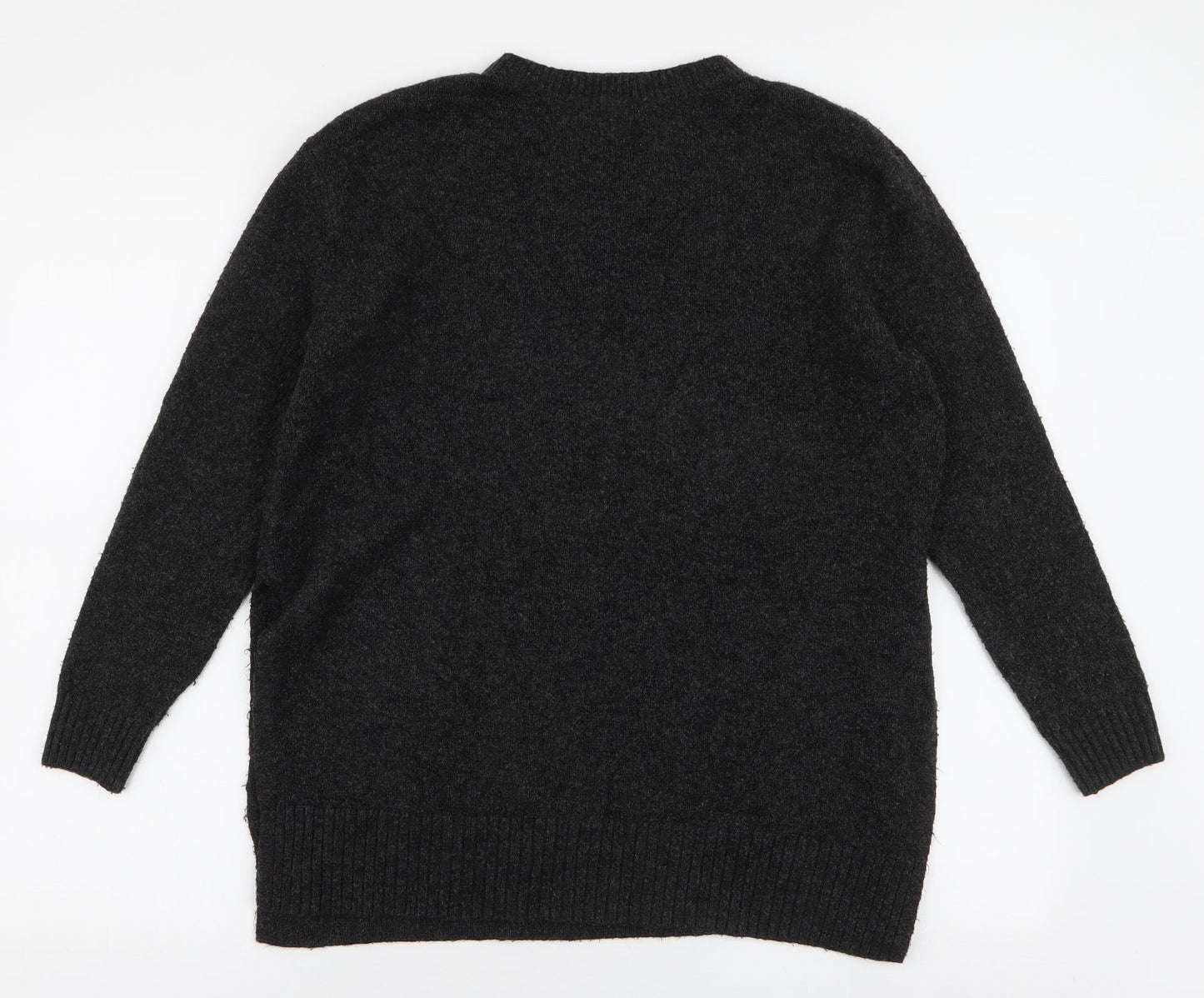 H&M Womens Grey Round Neck  Polyester Pullover Jumper Size S