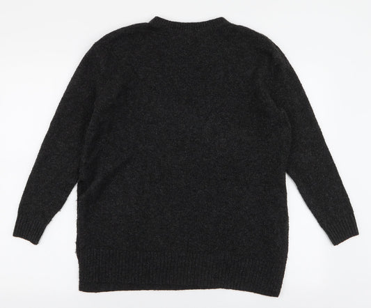 H&M Womens Grey Round Neck  Polyester Pullover Jumper Size S