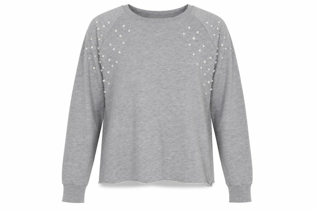 Select Womens Grey  Cotton Pullover Sweatshirt Size 12  Pullover