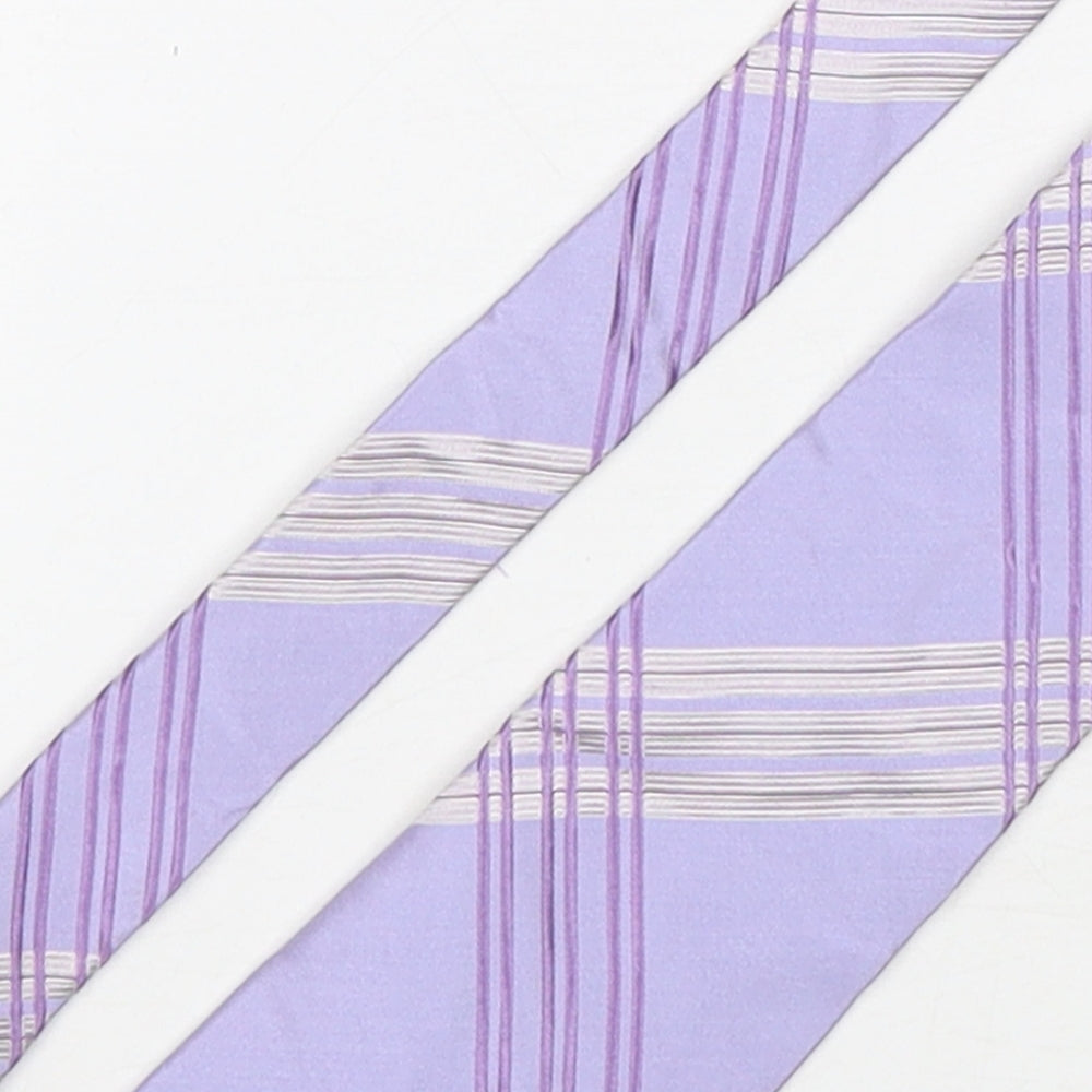 Fellini Mens Purple Plaids & Checks Silk Pointed Tie One Size