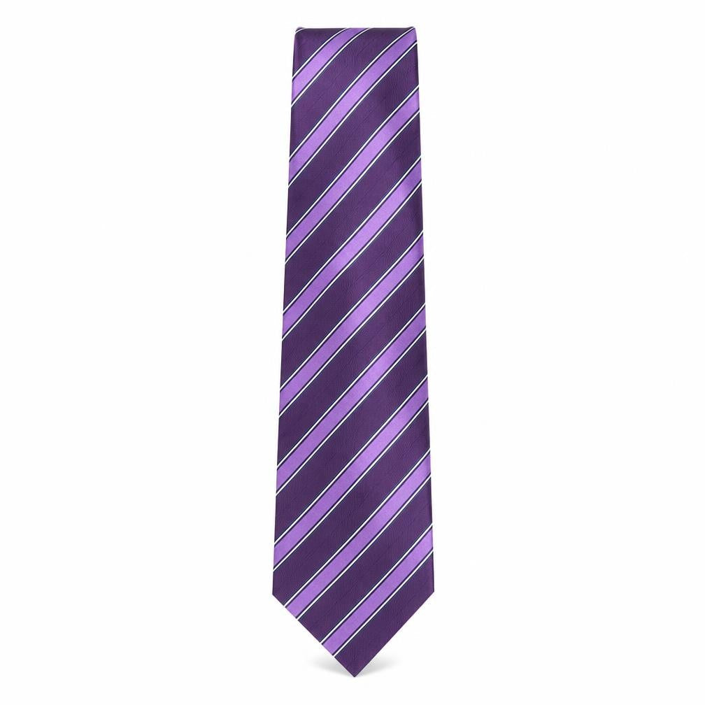 Nicole Miller  Mens Purple Striped Silk Pointed Tie One Size