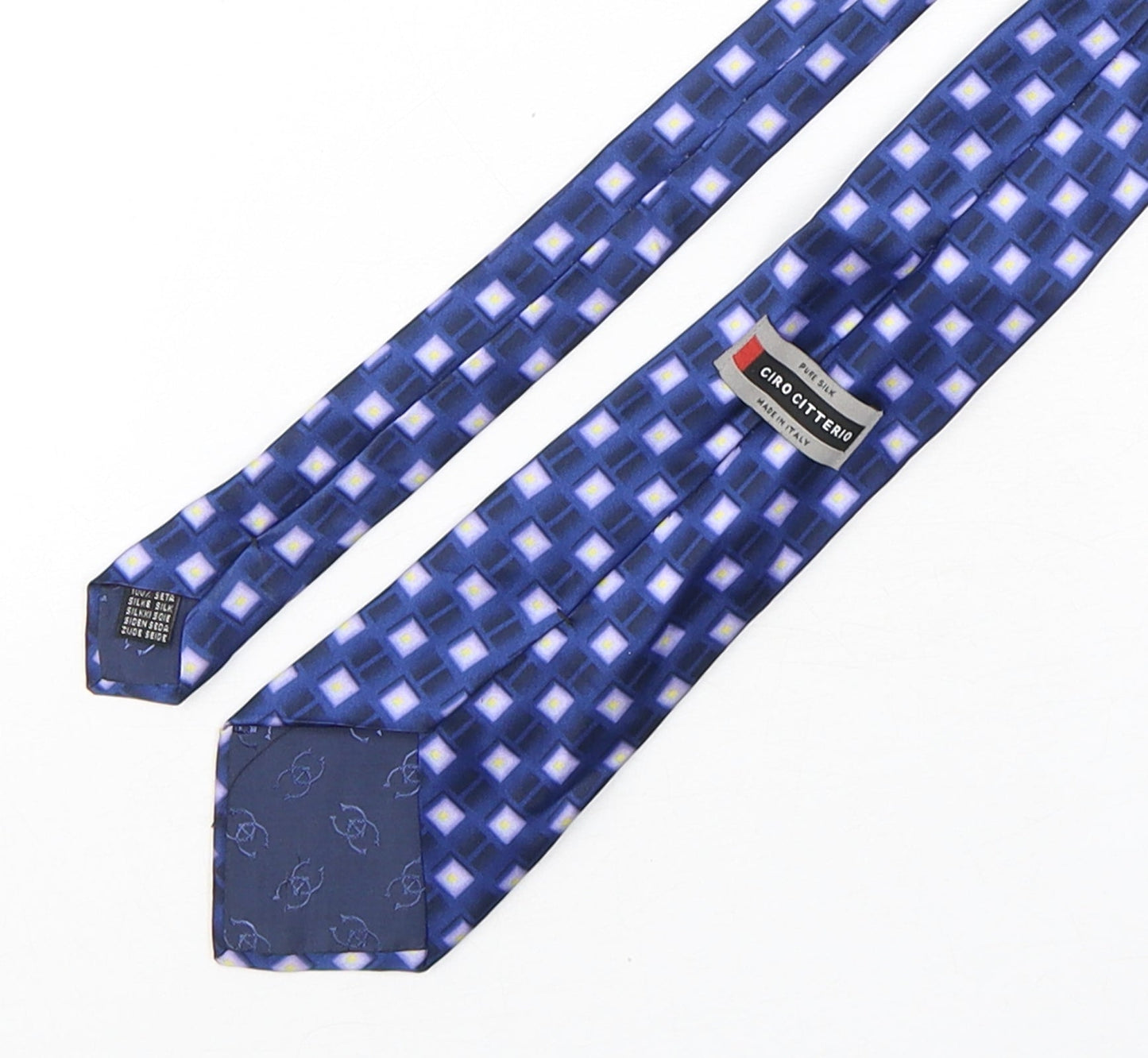 Ciro Citterio Mens Blue Plaids & Checks Silk Pointed Tie One Size