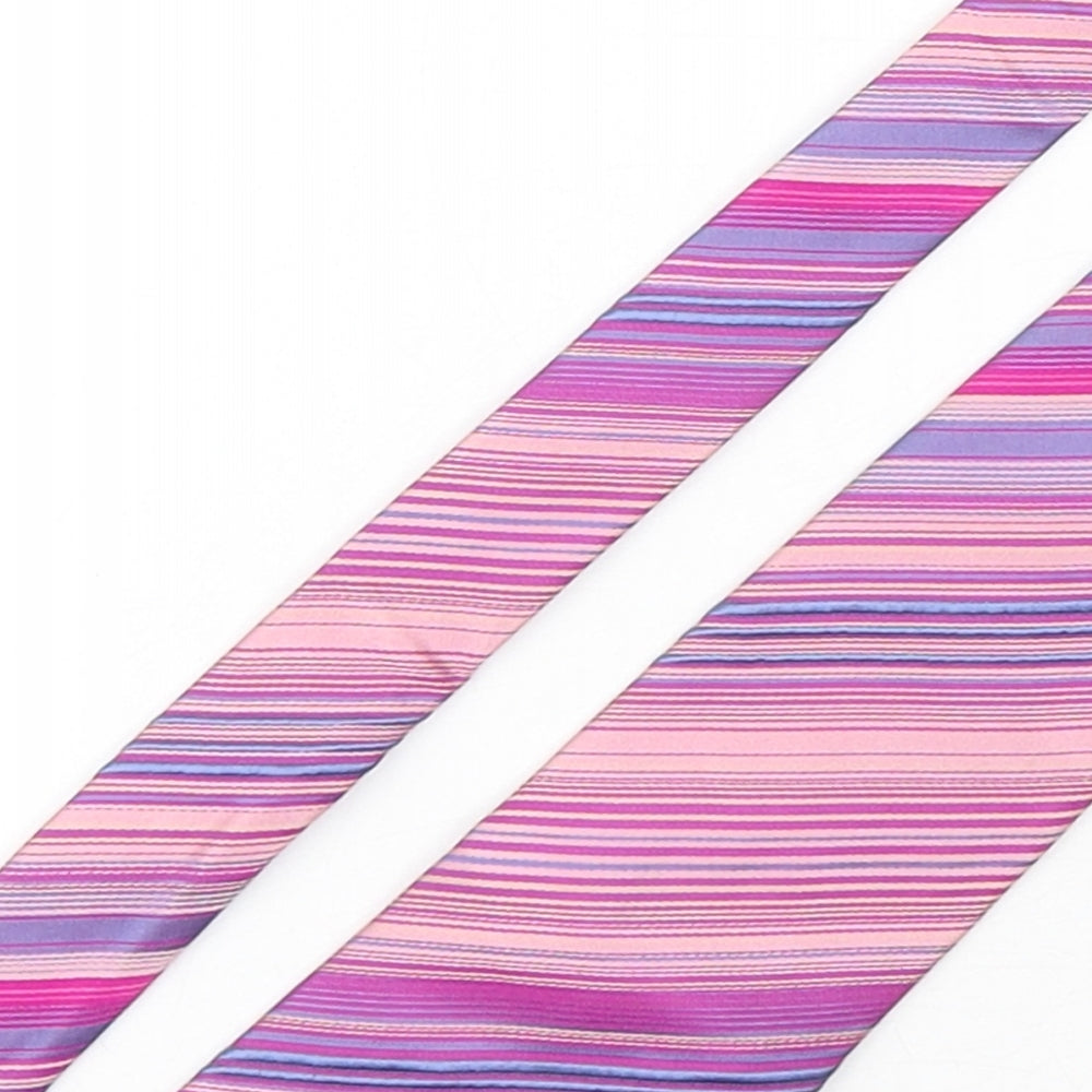 Autograph Mens Multicoloured Striped Silk Pointed Tie One Size