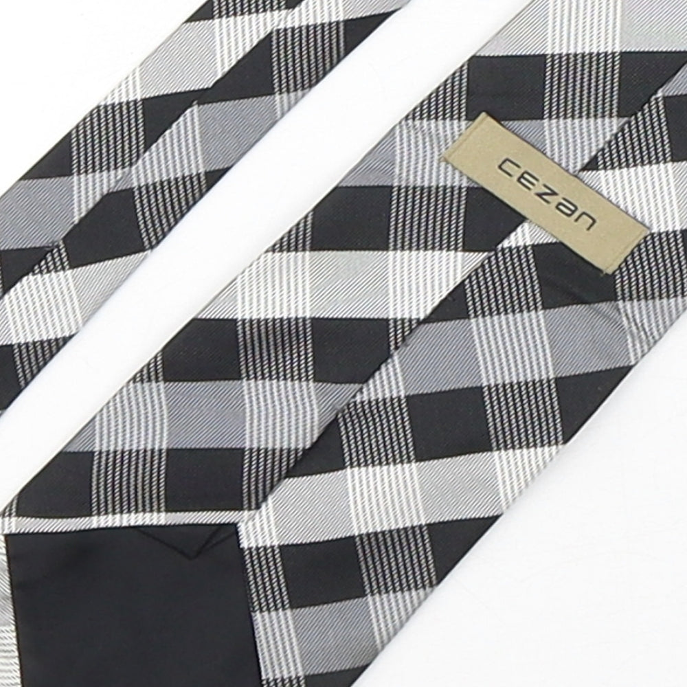 Cezan  Mens Multicoloured Plaids & Checks Silk Pointed Tie One Size