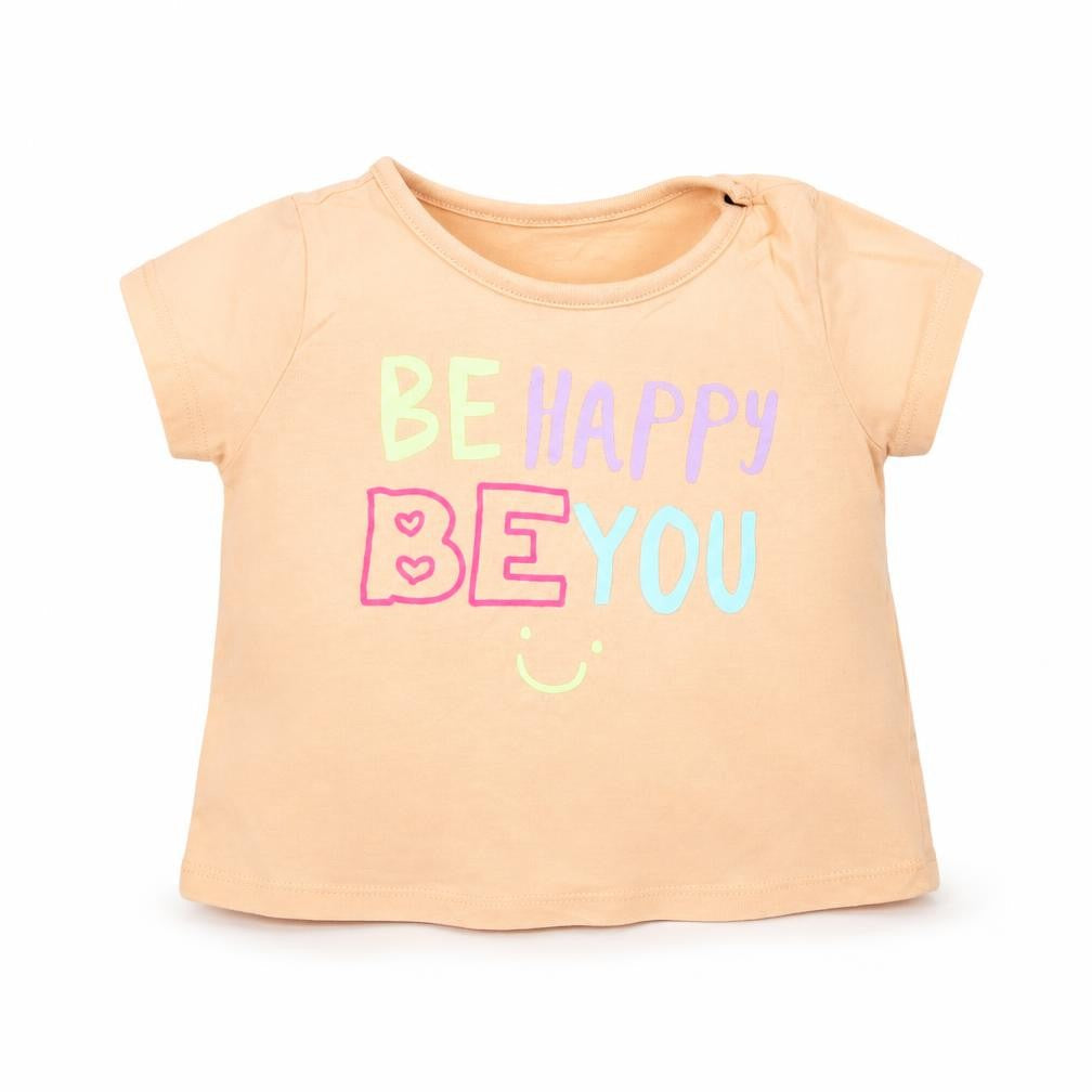 Dunnes Baby Pink  Cotton Basic T-Shirt Size 9-12 Months Crew Neck Pullover - Be Happy