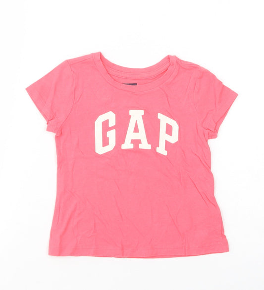 Gap Girls Pink  Cotton Basic T-Shirt Size 2 Years Crew Neck Pullover