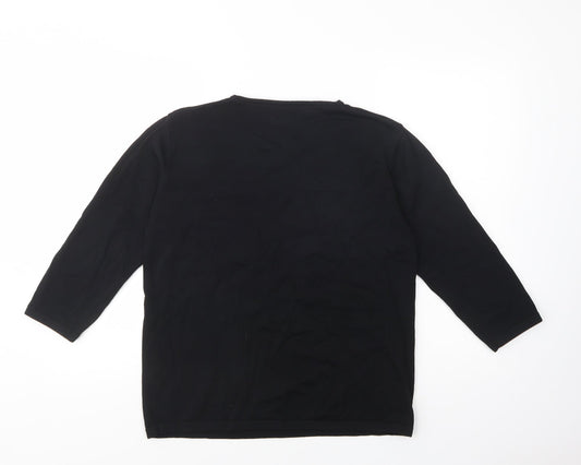 Gelco Womens Black Crew Neck  Viscose Pullover Jumper Size 16