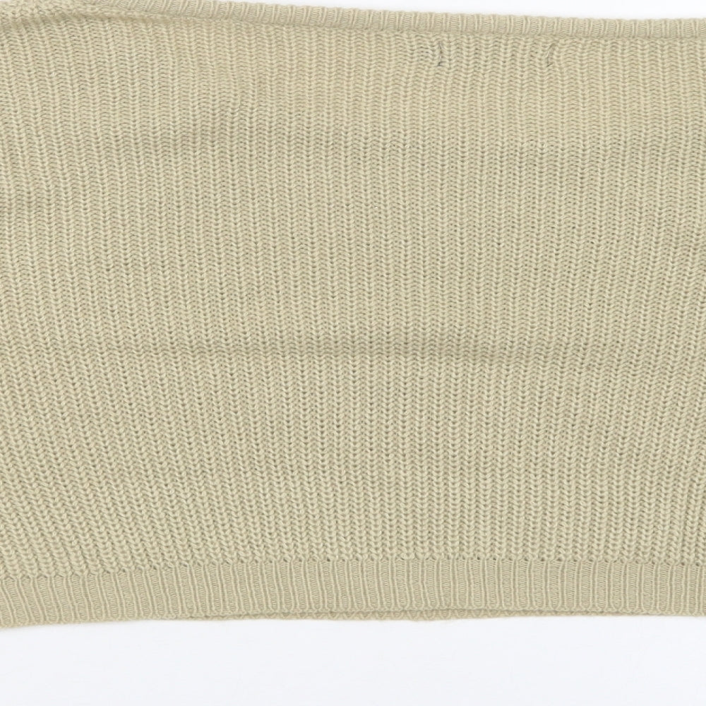 PRETTYLITTLETHING Womens Beige Boat Neck  Acrylic Pullover Jumper Size S   - Cropped