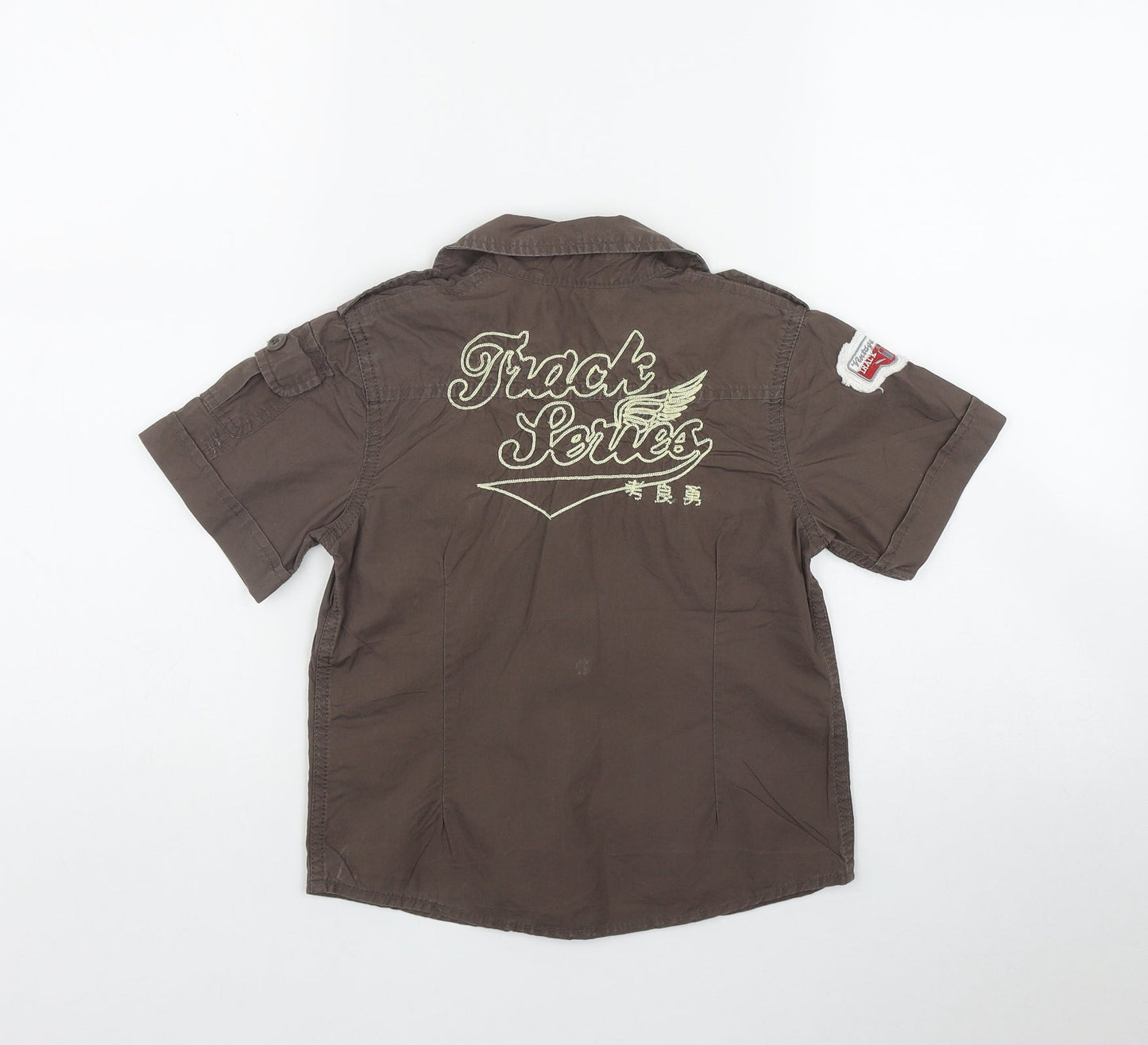 George Boys Brown  Cotton Basic Button-Up Size 4-5 Years Collared Button