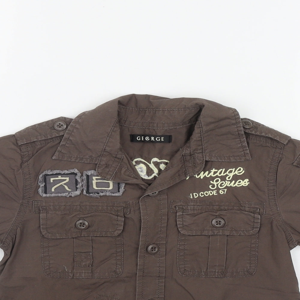 George Boys Brown  Cotton Basic Button-Up Size 4-5 Years Collared Button