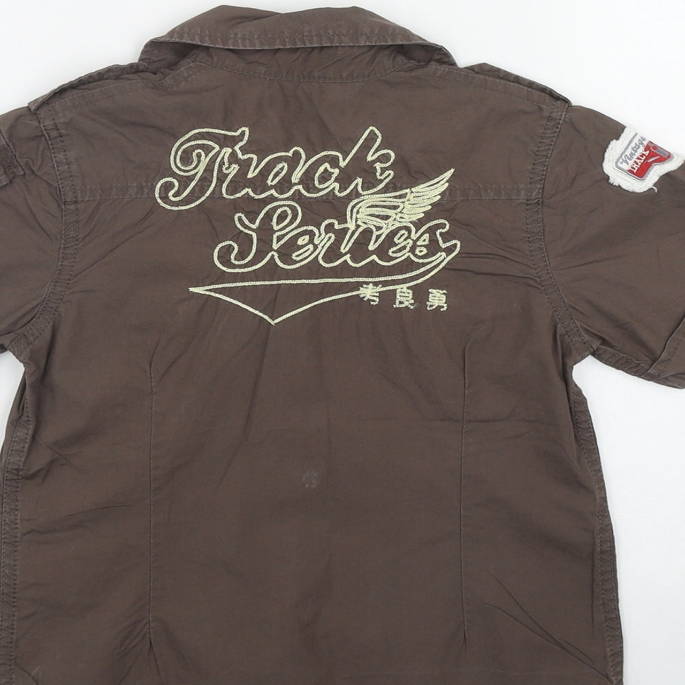 George Boys Brown  Cotton Basic Button-Up Size 4-5 Years Collared Button