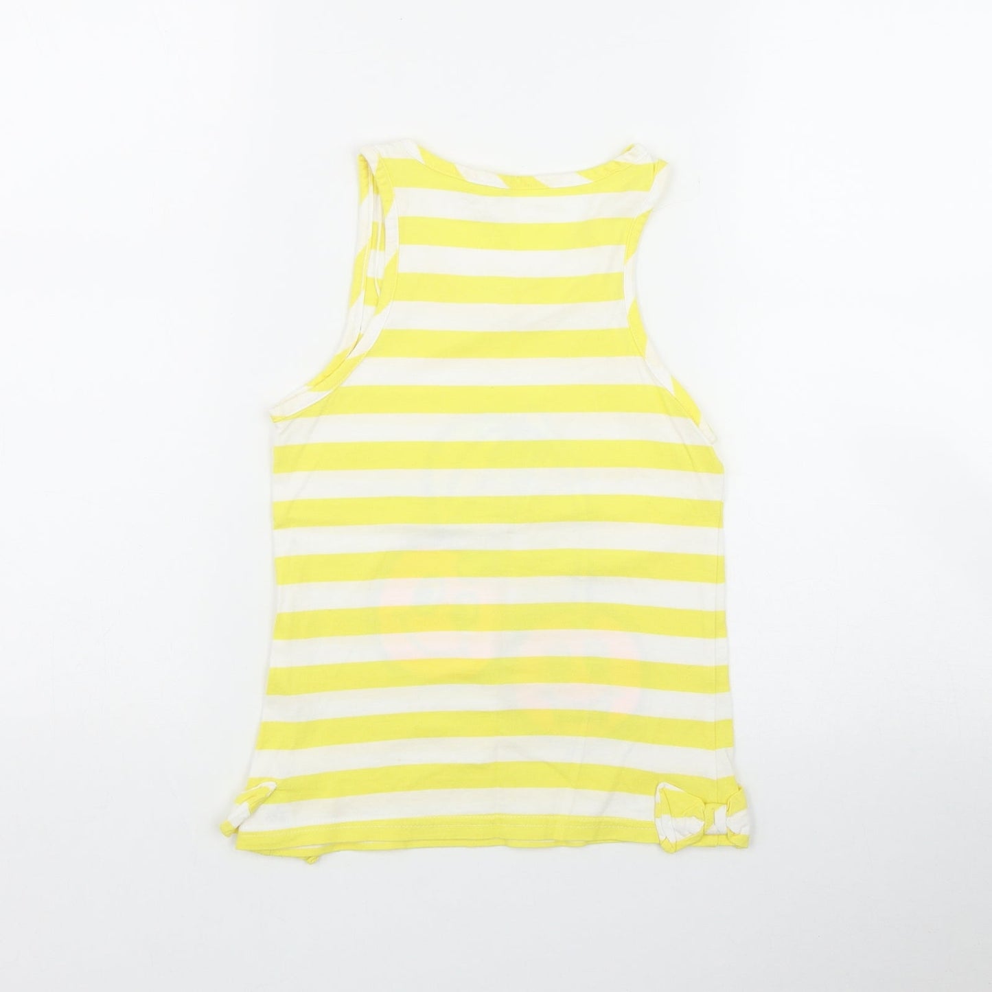 George Girls Yellow Striped Cotton Basic Tank Size 8-9 Years Scoop Neck  - Cherries