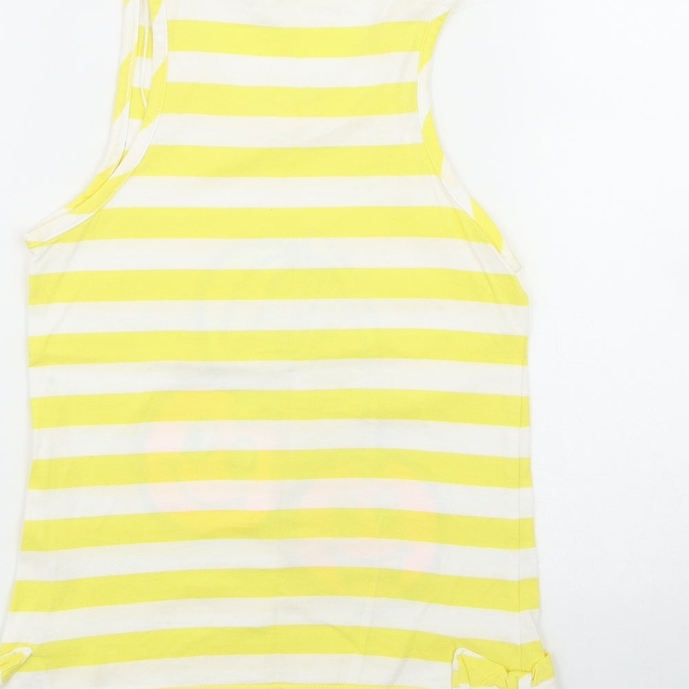 George Girls Yellow Striped Cotton Basic Tank Size 8-9 Years Scoop Neck  - Cherries